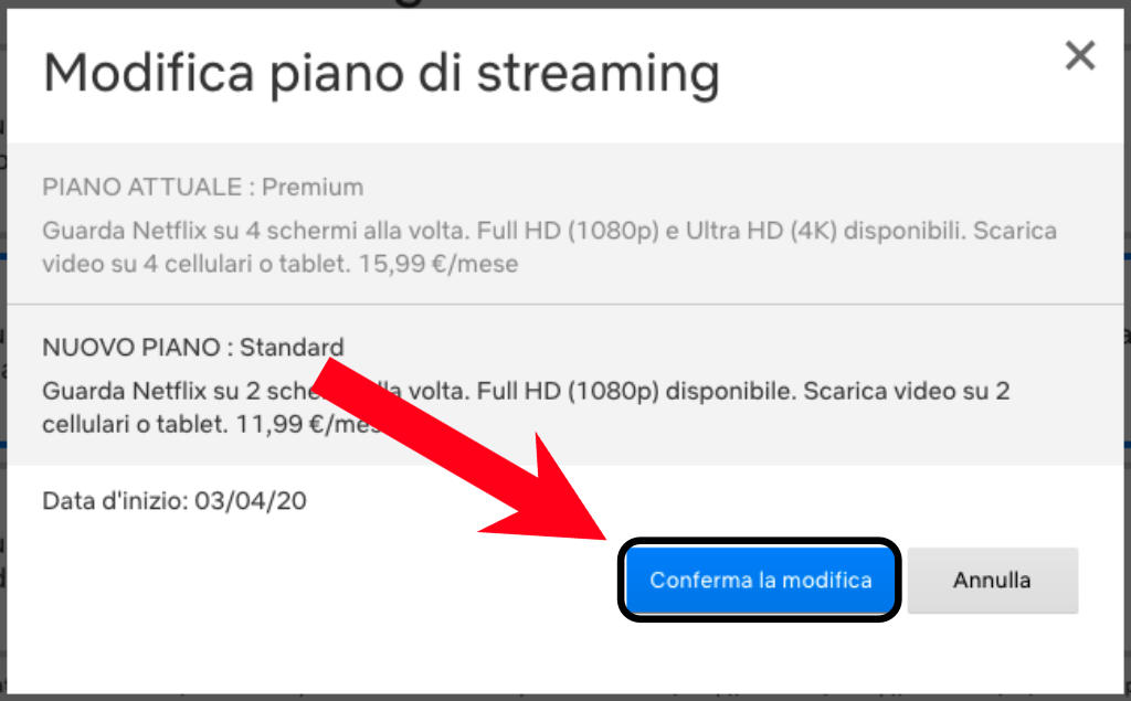 Come cambiare il piano di abbonamento di Netflix 5