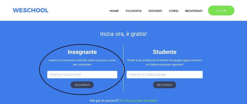 Come creare un account su WeSchool 3