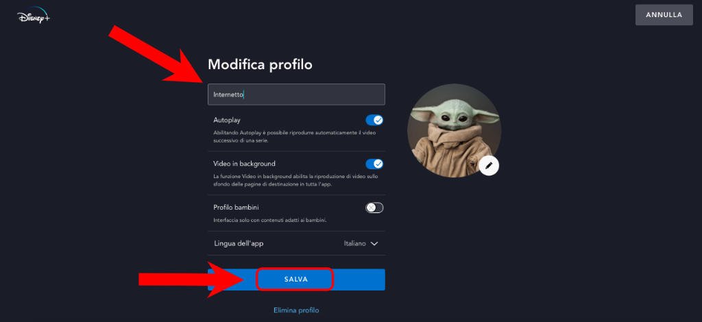 Come modificare un profilo su Disney Plus 3