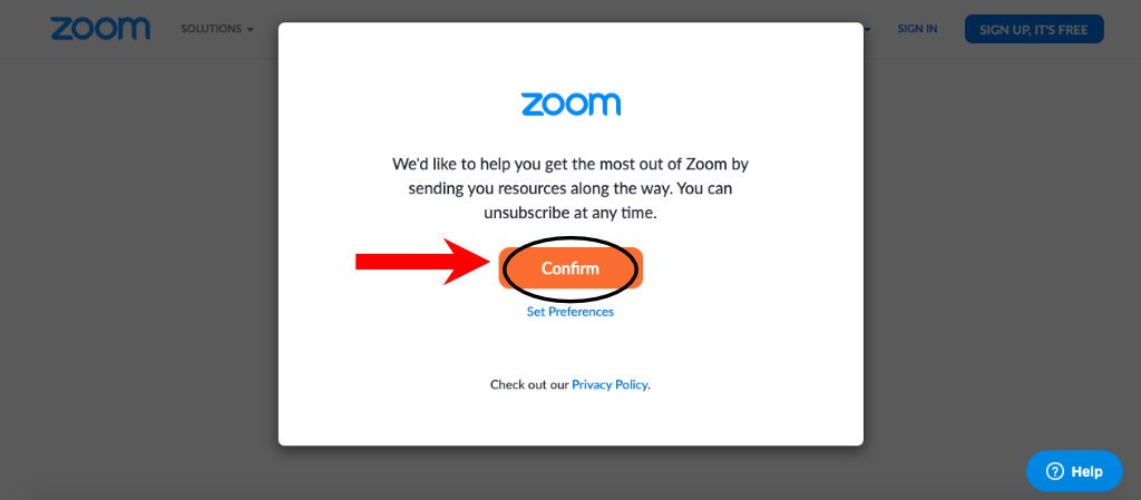Come registrarsi su Zoom 3