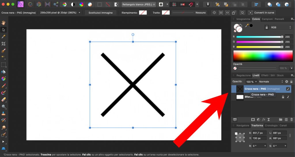 Come rendere trasparente un livello su Affinity Photo 1