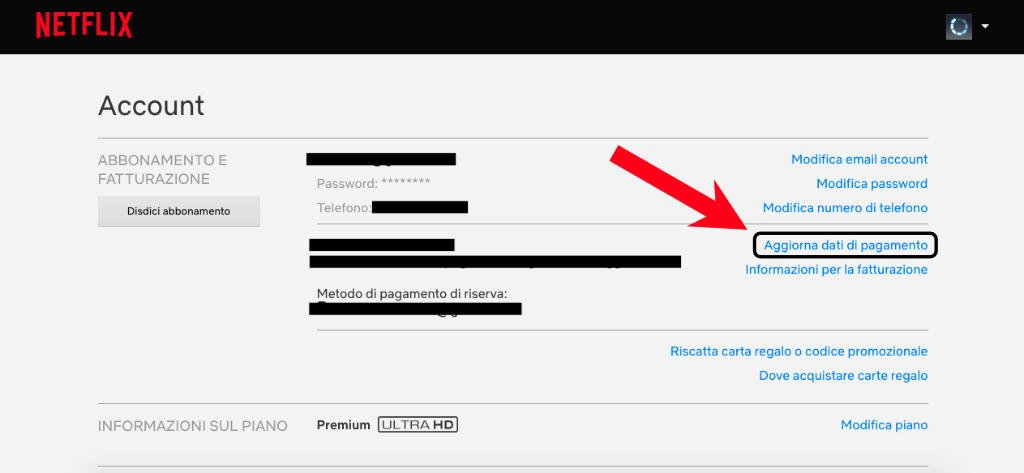 Come aggiornare i dati di pagamento su Netflix 3