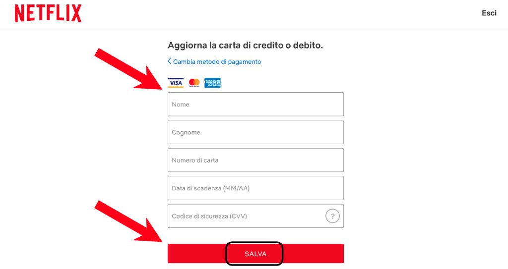 Come aggiornare i dati di pagamento su Netflix 6
