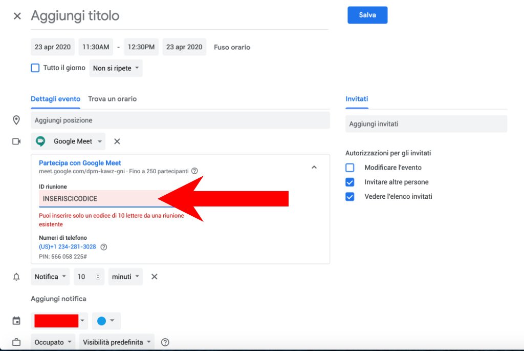 Come programmare una videolezione con Meet e Calendar di Google G Suite 3