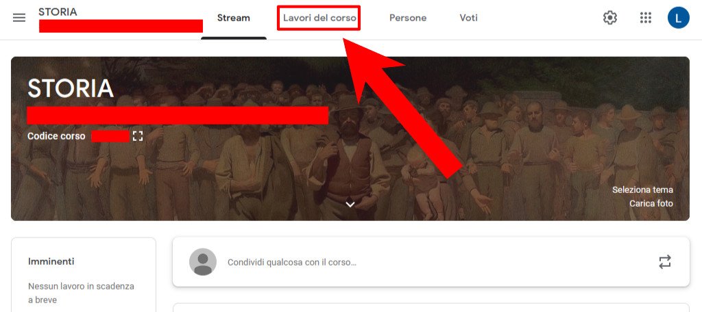 Google Classroom schermata principale 1