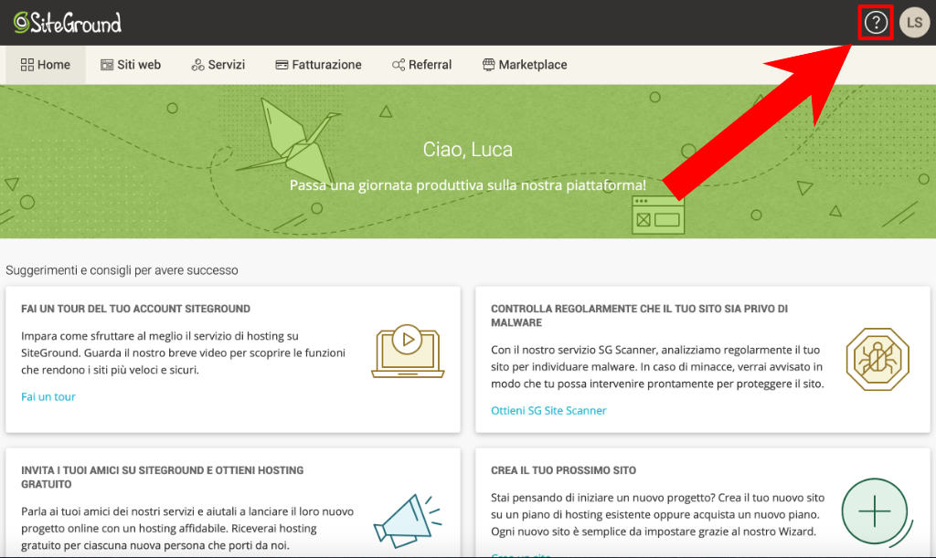 Come contattare lassistenza di SiteGround 1