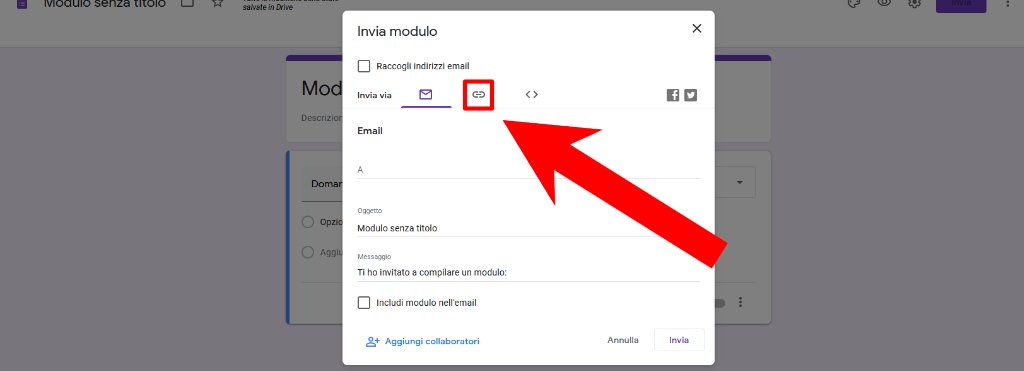 Come creare una verifica su Google Moduli Invia modulo link