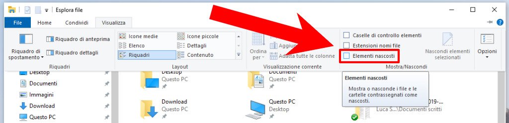 Come visualizzare file nascosti su Windows 10 1