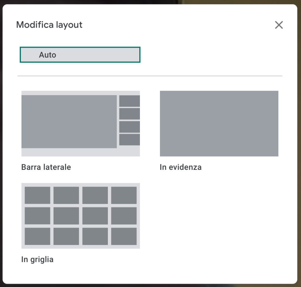 Google Meet Impostazioni Layout