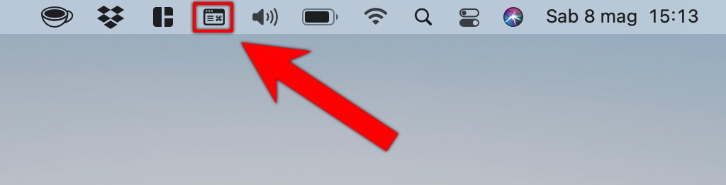 Inserire il punsante Visore Caratteri e Tastiere in lingua nella barra dei menu su macOS