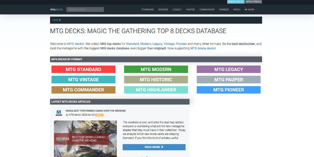Migliori siti per trovare mazzi Magic The Gathering MTGDecks