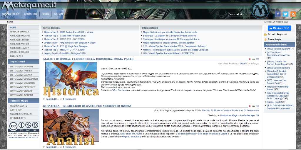 Migliori siti per trovare mazzi Magic The Gathering Metagame