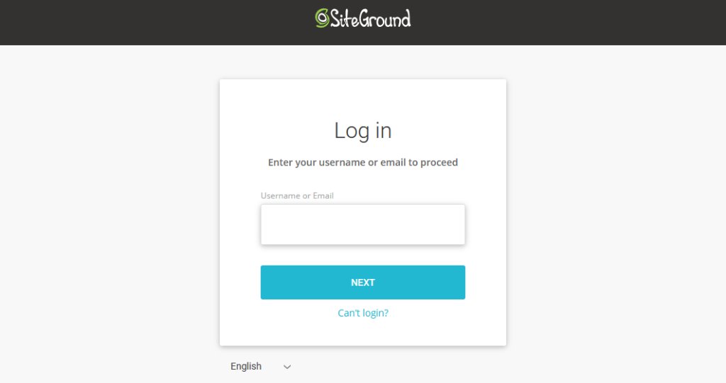 Schermata di login SiteGround 1