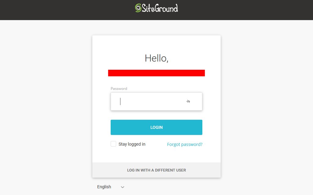 Schermata di login SiteGround 2