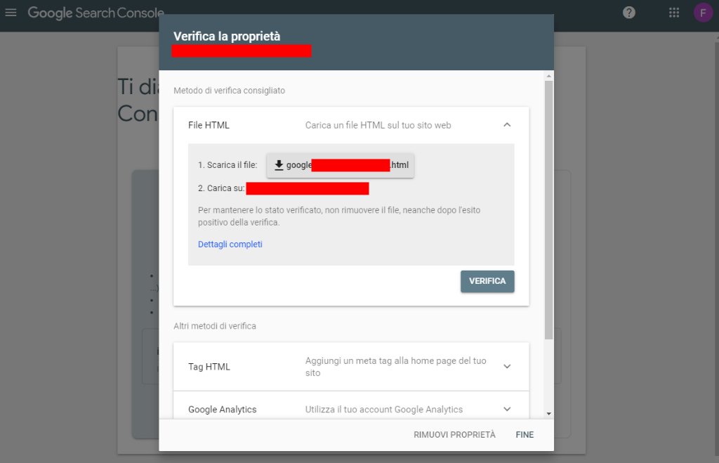 Verificare un sito su Google Search Console 4
