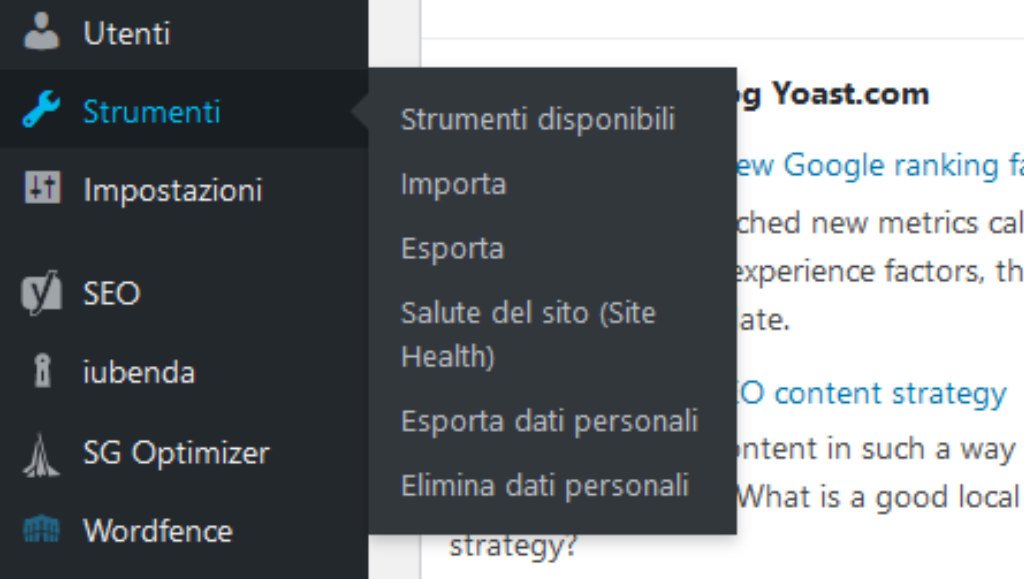 Bacheca WordPress Strumenti 1 giugno 2020