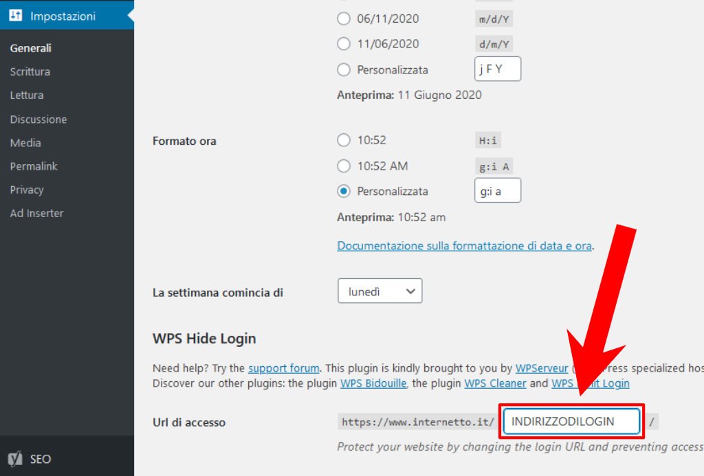 Come cambiare lindirizzo di login su WordPress 1