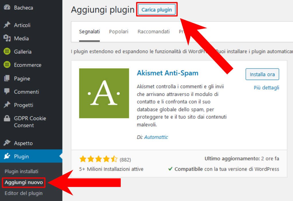 Come caricare un plugin su WordPress 1