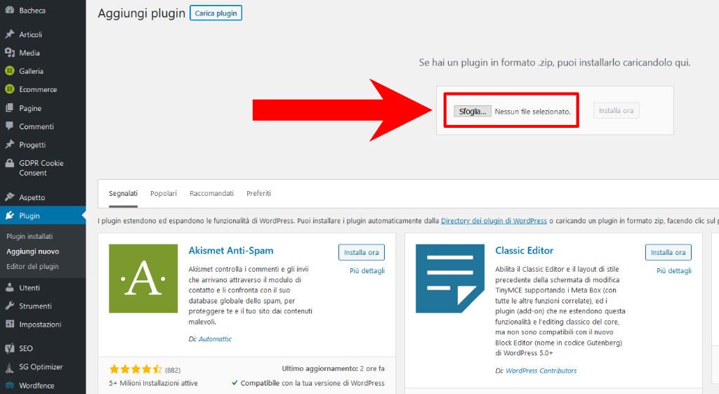 Come caricare un plugin su WordPress 2