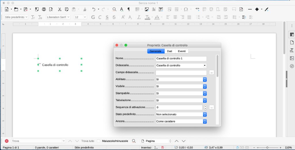 Come inserire una casella di spunta su LibreOffice Writer 2