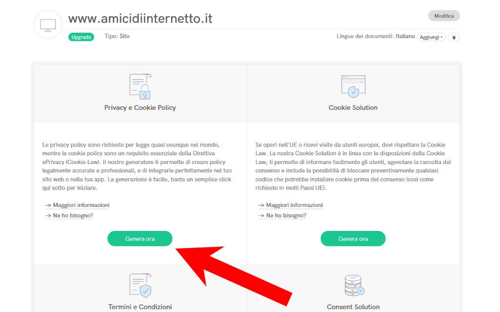 Come generare Privacy Policy e Cookie Policy con iubenda 2