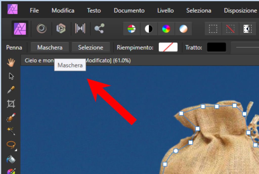 Come rendere trasparenti i bordi di una immagine su Affinity 4
