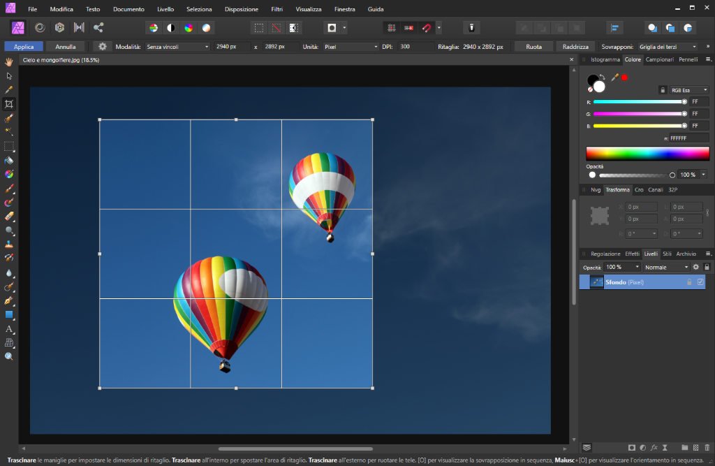 Come ritagliare una immagine con Affinity Photo 1