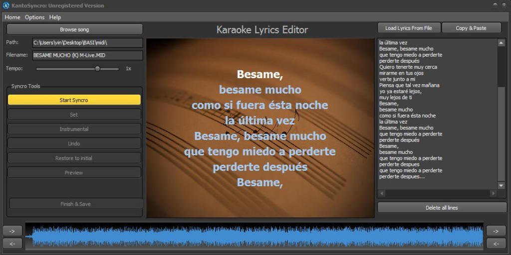 Migliori programmi per creare karaoke video Katno Syncro e Video Karaoke Creator