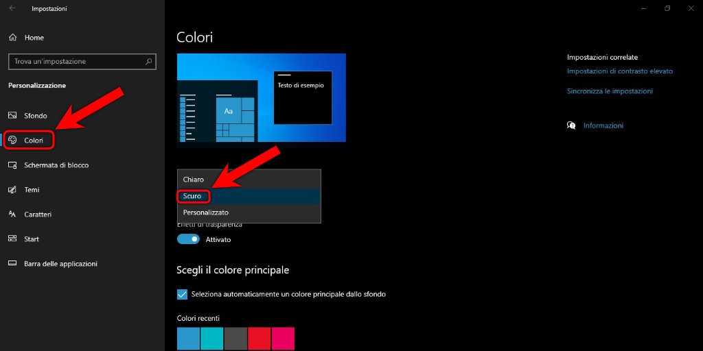 Come attivare il tema scuro su Windows 10 2
