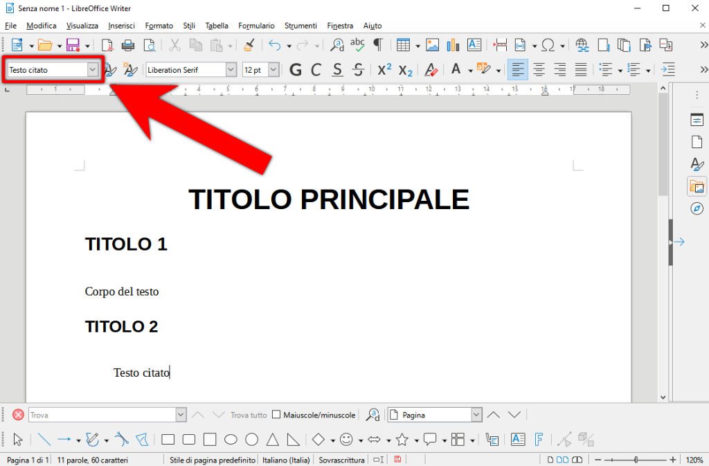 Come inserire un Indice Generale su LibreOffice 2