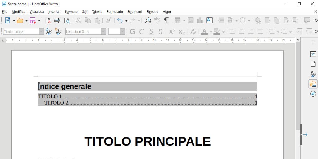 Come inserire un Indice Generale su LibreOffice 3