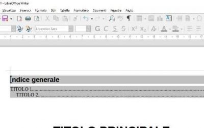 Come inserire un Indice Generale su LibreOffice Copertina