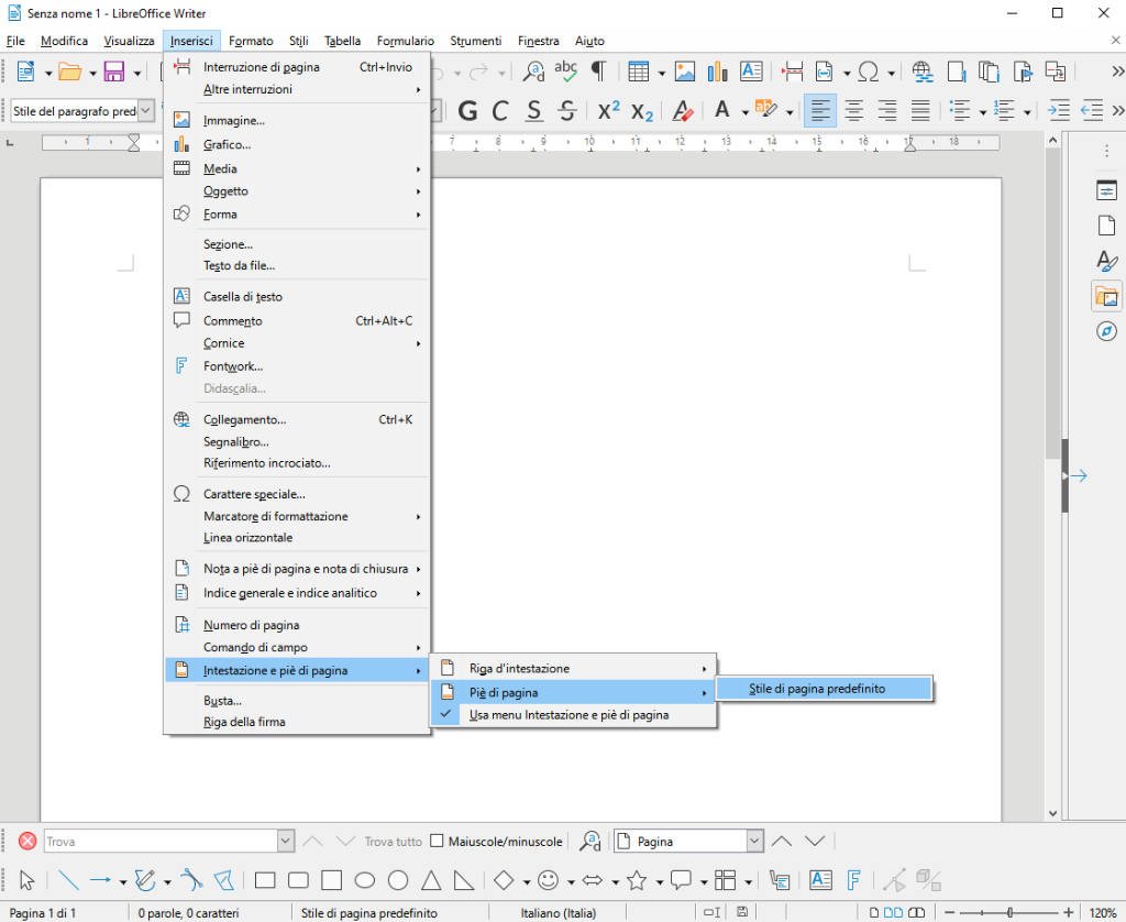 Inserire la numerazione delle pagine su LibreOffice Writer 0