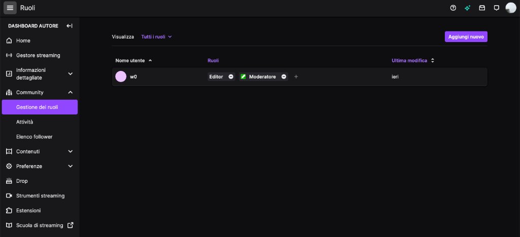 Come diventare Editor su Twitch Community Gestione dei Ruoli