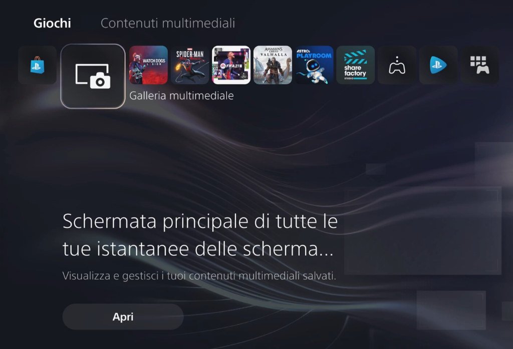 Menu principale ed interfaccia grafica di PlayStation 5 al lancio in italiano