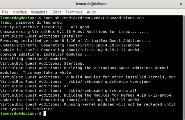 Installare le Guest Additions di VirtualBox su Debian 5