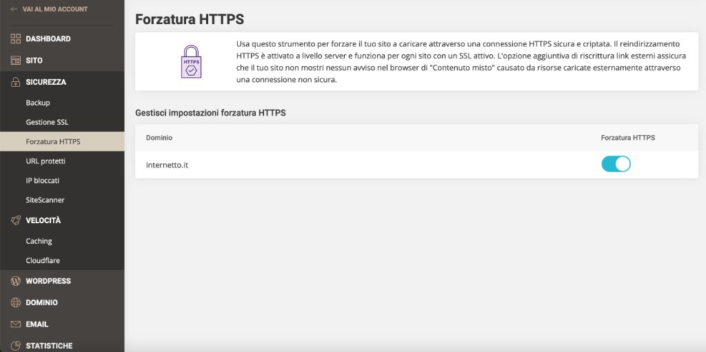 SiteGround Sicurezza Forzatura HTTPS