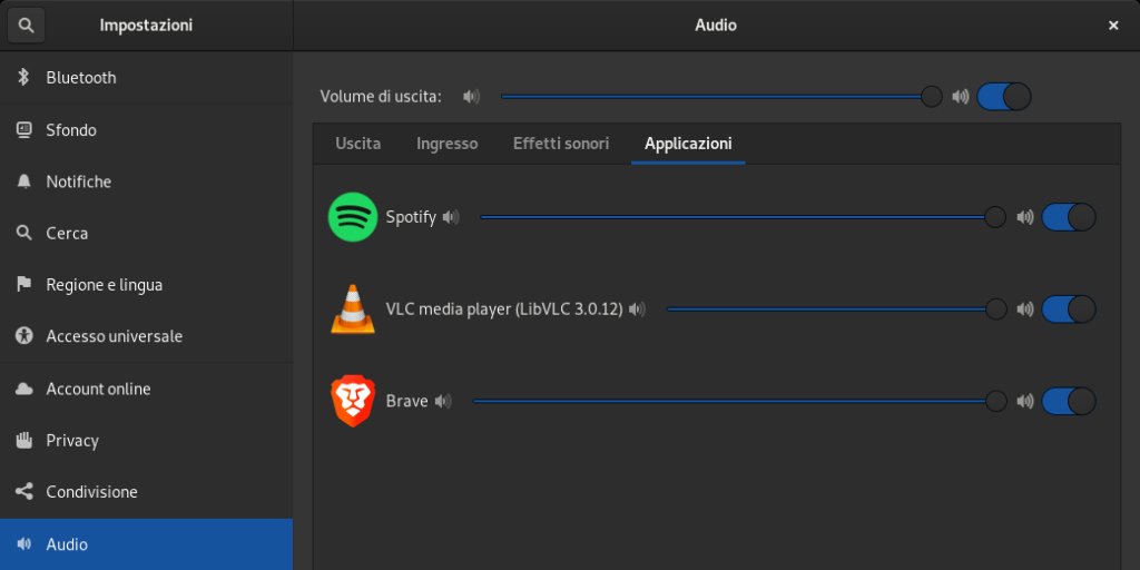 Come impostare il volume delle singole app su Linux Debian