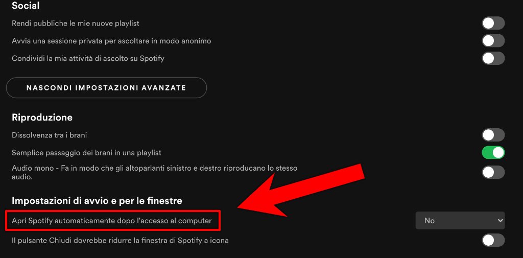 Apri Spotify automaticamente dopo laccesso al computer Finestra