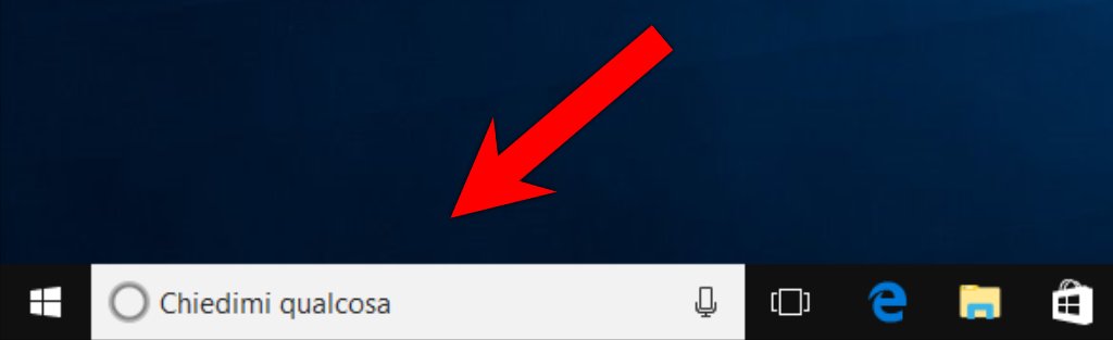 Barra di Cortana e di ricerca Windows 10