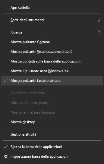 Impostazioni barra applicazioni Windows 10