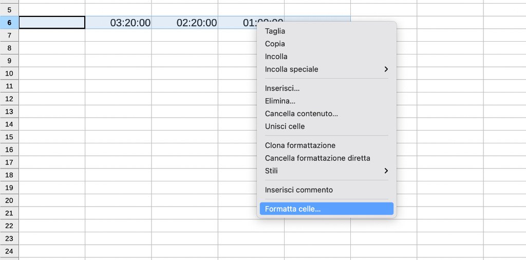 LibreOffice Tasto destro formatta celle