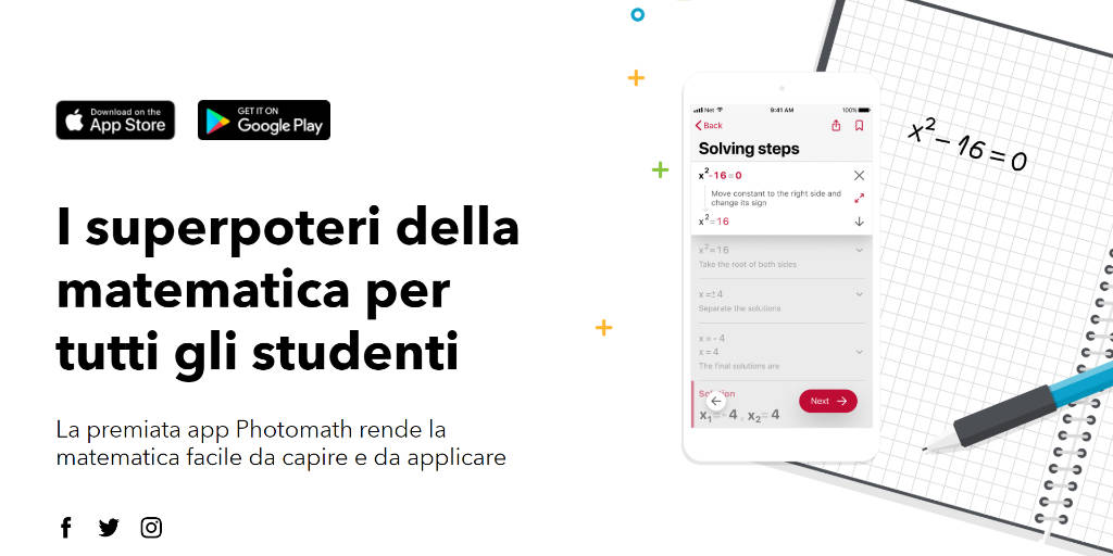 App per risolvere esercizi di matematica Photomath