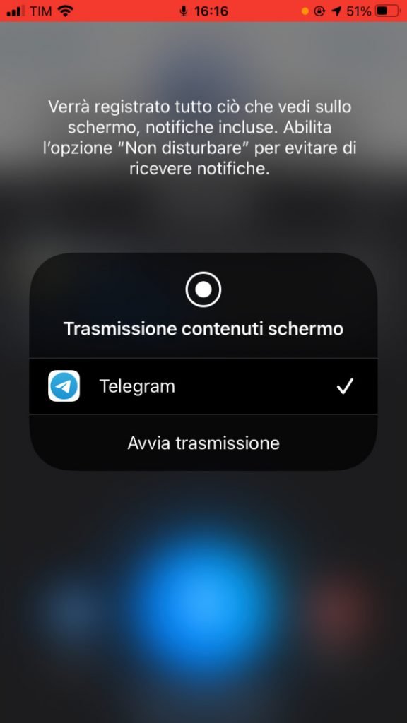 Come condividere lo schermo su Telegram Avvia trasmissione video contenuti schermo