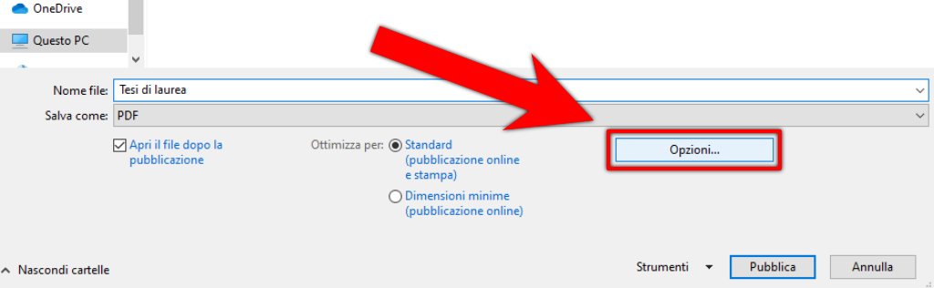 Come creare PDF a su Word Esporta PDF XPS Opzioni