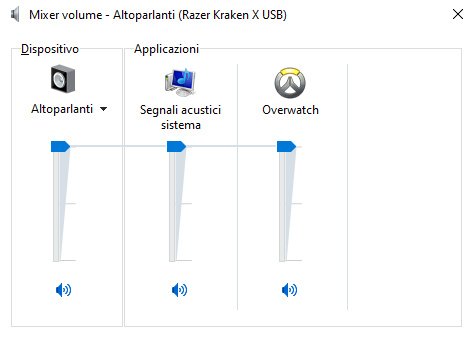 Mixer del volume Windows 10 Altoparlanti