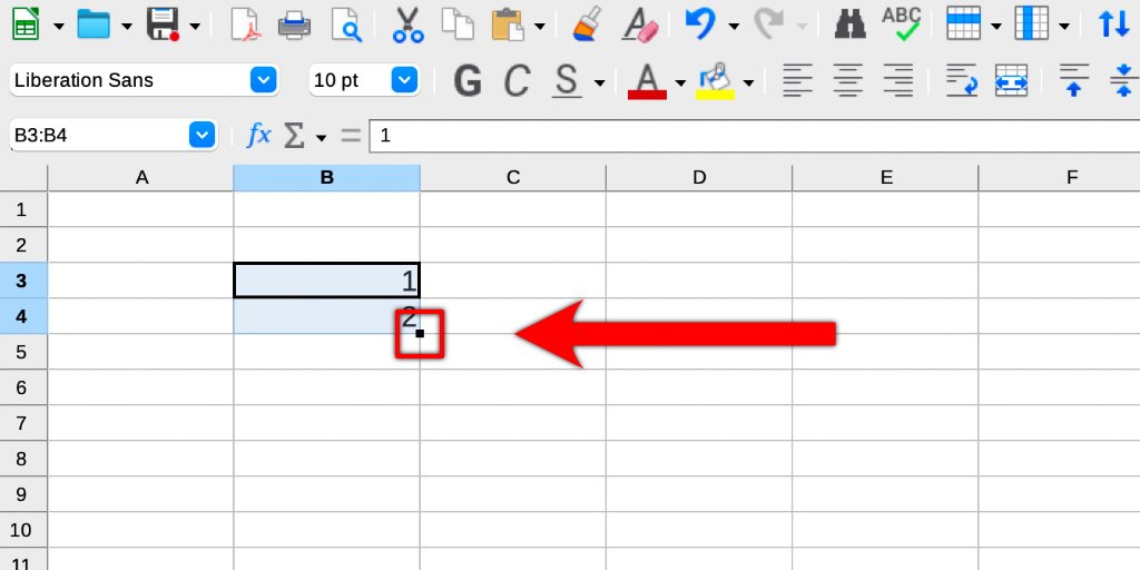 Come creare un elenco numerato automatico su LibreOffice Selezionare il qudrato da trascinare