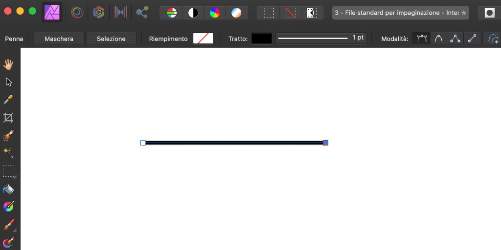 Come disegnare una freccia tratteggiata su Affinity Photo Freccia disegnata con trumento penna
