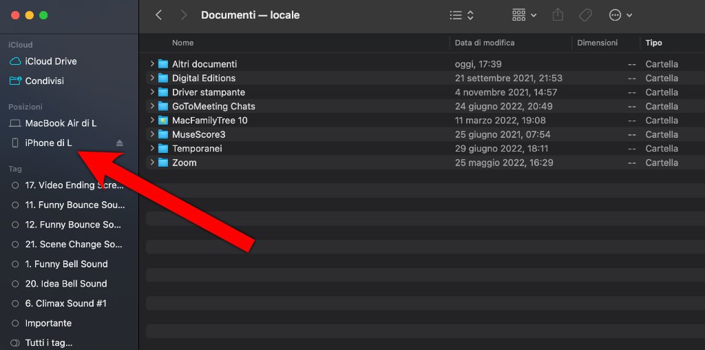 Come collegare iPhone e iPad al Macbook in Wi Fi Finder iPhone