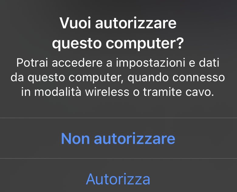 iOS vuoi autorizzare questo computer autorizza non autorizza